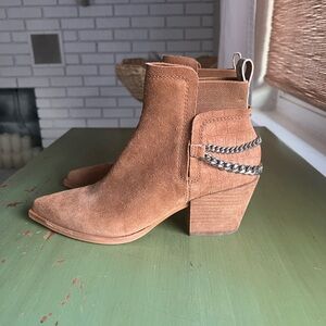 Dolce Vita Brown Ankle Boots with Chain Accent